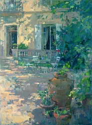 Terrasse avec urnes